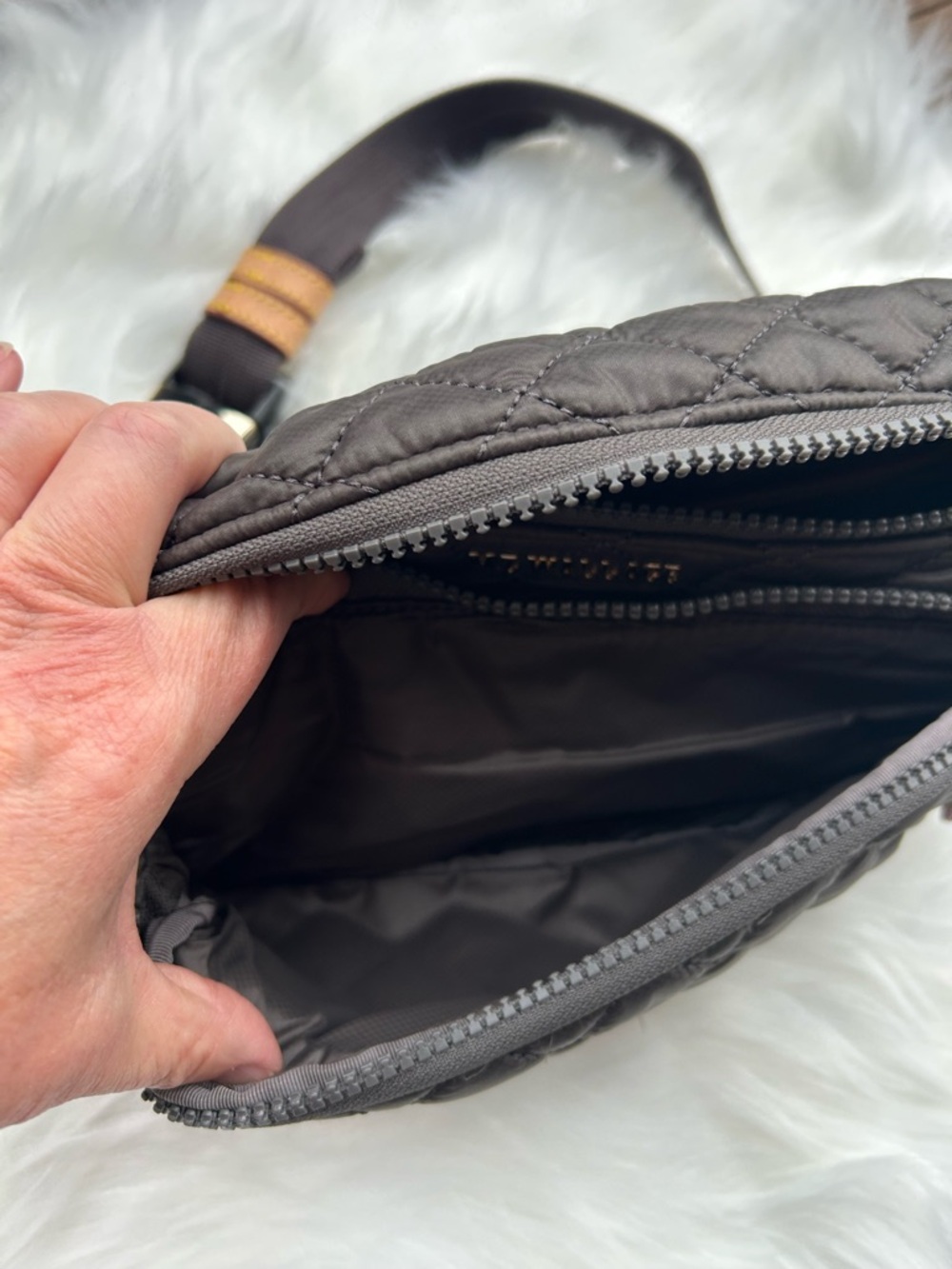 MZ Wallace Quilted Nylon Crossbody Sling - MAGNET with Gold Hardware - Picture 6 of 10